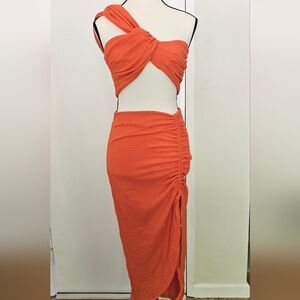 Elegant Orange Women's Beach Dress